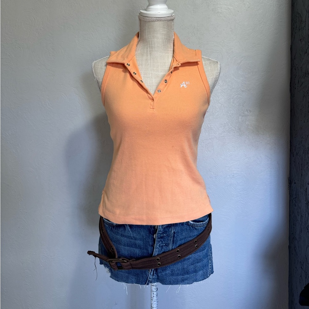 Aeropostale Women's Orange Sleeveless Polo Top